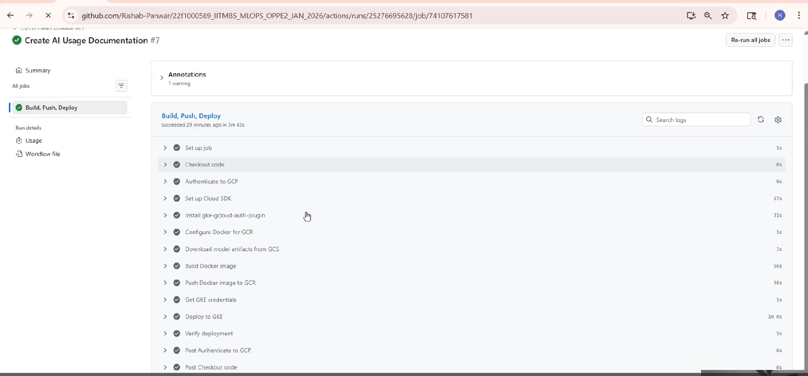 End-to-End MLOps pipeline screenshot 6